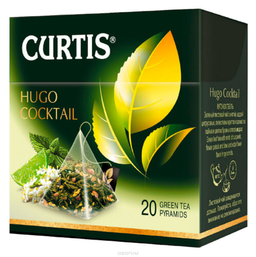 Чай зеленый Curtis Hugo Cocktail пирамидки 20 штук.