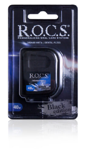 Зубная нить ROCS Black Edition расширяющаяся 40 м.