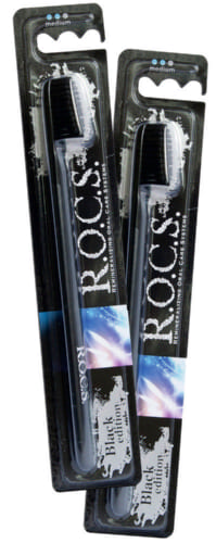 Зубная щетка ROCS Black Edition Classic средняя.