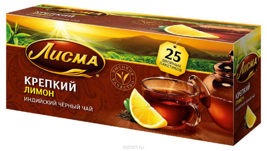 Чай черный Лисма Лимон 25 пакетов.