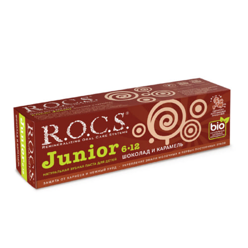 Зубная паста ROCS Junior шоколад карамель 74 г.