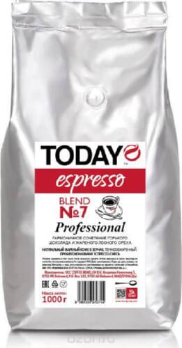 Кофе зерновой Today Espresso Blend №7 пакет 1кг.