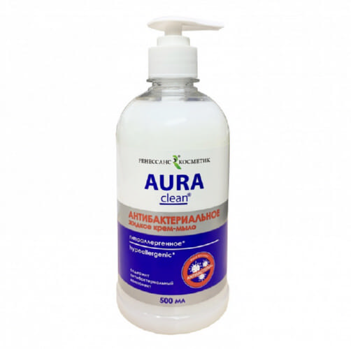 Мыло - крем жидкое Аура Clean антибактериальное 0,5 л.