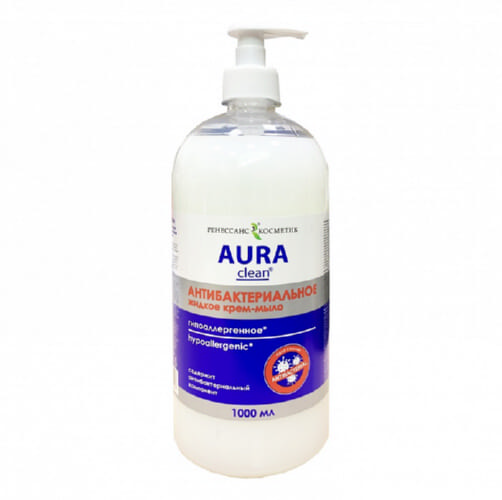 Мыло-крем жидкое Аура Clean антибактериальное гипоалергенное 1 л.