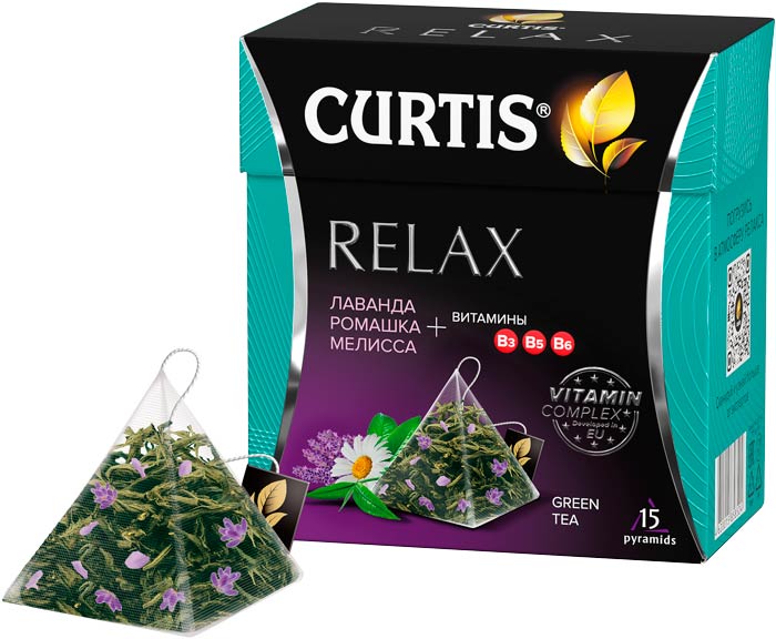 Чай зелёный Curtis Relax Tea пирамидки 15 штук.
