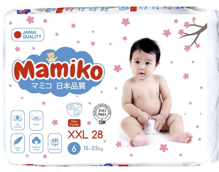 Трусики Mamiko  XXL (15-23 кг) 28 штуки