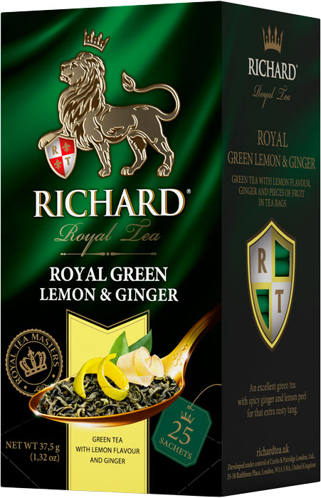Чай Richard Royal Green Lemon&Ginger 25 пакетов.