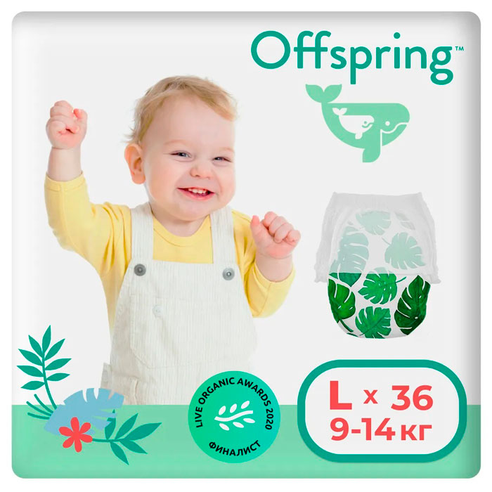 Трусики Offspring L 9-14кг (Тропики) 36штук.