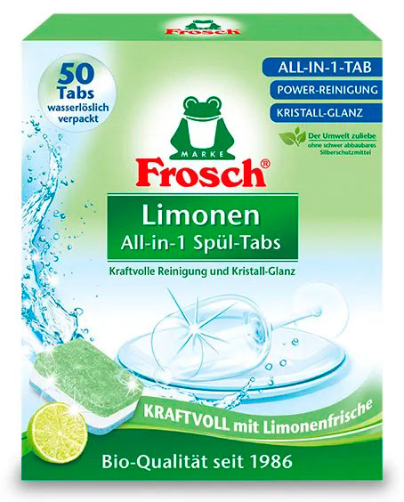Таблетки Frosch  для посудомоечных машин лимон 50 штук