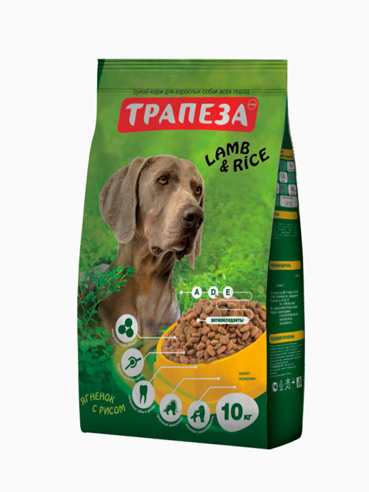 Корм для собак Трапеза Ягненок с рисом 10кг