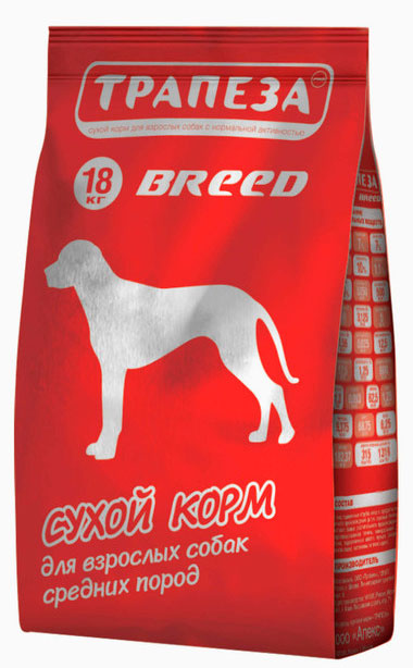 Корм для собак Трапеза Breed сред.порода 18кг