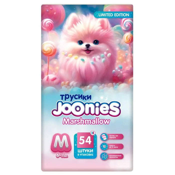JS Premium marshmallow трусики M 54шт (6-11кг)