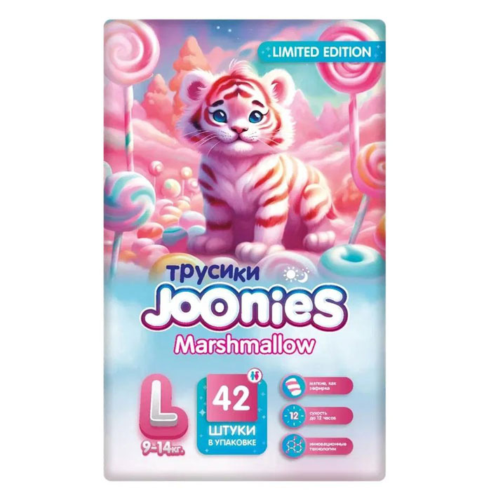 JS Premium marshmallow трусики L 42шт (9-14кг)