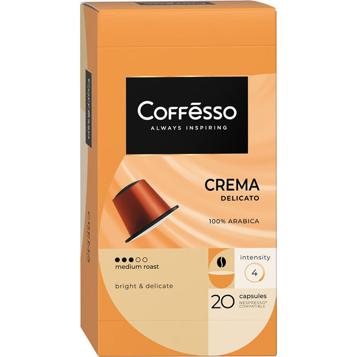 Капсулы 'Стандарт Nespresso'(20шт)Coffesso Crema Delicato 100г