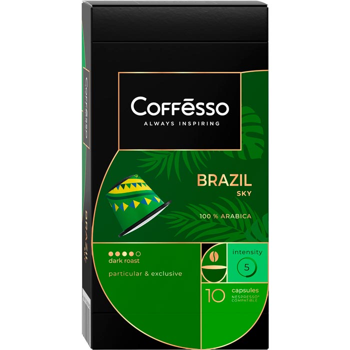 Капсулы Стандарт Nespressо(10шт) кофе Coffesso Brazil Sky 50гр