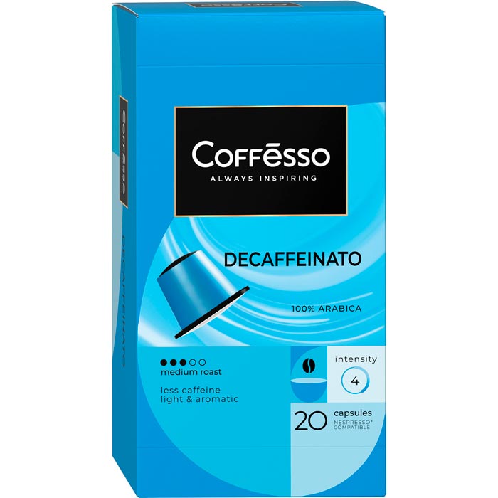 Капсулы Стандарт Nespressо(20шт) кофе Coffesso Decaffeinato 100гр