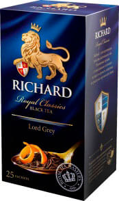 Чай черный Richard Lord Grey бергамот 25 пакетов. - Оптобаза
